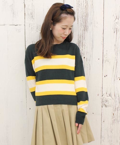 Chico（チコ）の「ボーダーニット（ニット/セーター・レディース・グレー/グリーン/ネイビー・FREE）」の10枚目の写真