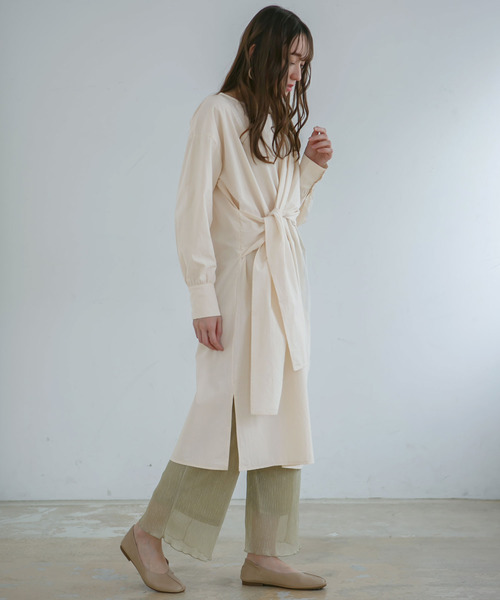 rectangle（レクタングル）の「アシメリボンワンピース（ワンピース・レディース・アイボリー/ベージュ/ブラウン・FREE）」の4枚目の写真