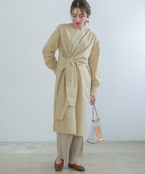 rectangle（レクタングル）の「アシメリボンワンピース（ワンピース・レディース・アイボリー/ベージュ/ブラウン・FREE）」の6枚目の写真