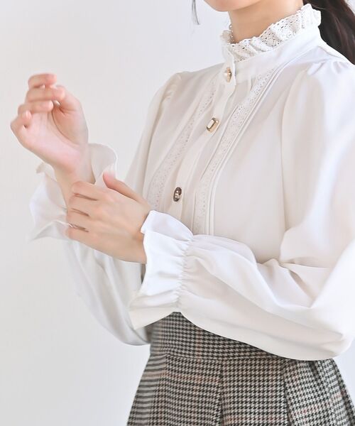 rps（アールピーエス）の「色々ボタンプチハイブラウス（シャツ/ブラウス・レディース・ブラック/ベージュ/オフホワイト/アイボリー/パープル/チェック・M/フリー）」の22枚目の写真