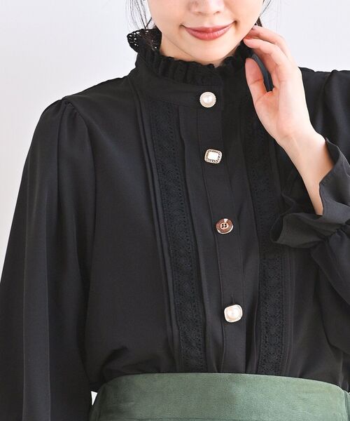 rps（アールピーエス）の「色々ボタンプチハイブラウス（シャツ/ブラウス・レディース・ブラック/ベージュ/オフホワイト/アイボリー/パープル/チェック・M/フリー）」の12枚目の写真