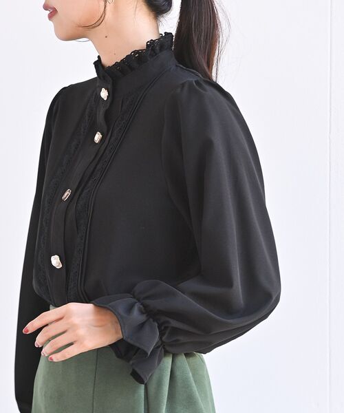 rps（アールピーエス）の「色々ボタンプチハイブラウス（シャツ/ブラウス・レディース・ブラック/ベージュ/オフホワイト/アイボリー/パープル/チェック・M/フリー）」の11枚目の写真