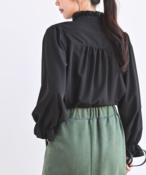 rps（アールピーエス）の「色々ボタンプチハイブラウス（シャツ/ブラウス・レディース・ブラック/ベージュ/オフホワイト/アイボリー/パープル/チェック・M/フリー）」の10枚目の写真