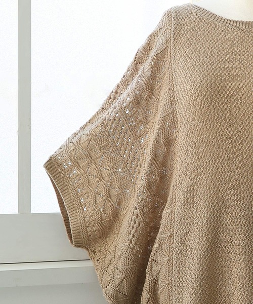 n'OrLABEL（ノアールレーベル）の「『ドルマン透かし編み切替サマーニット』（ニット/セーター・レディース・ベージュ/イエロー/ミント/ダークネイビー/カーキ/スモークピンク/ナチュラル/チャコール/ライトグリーン・FREE）」の17枚目の写真