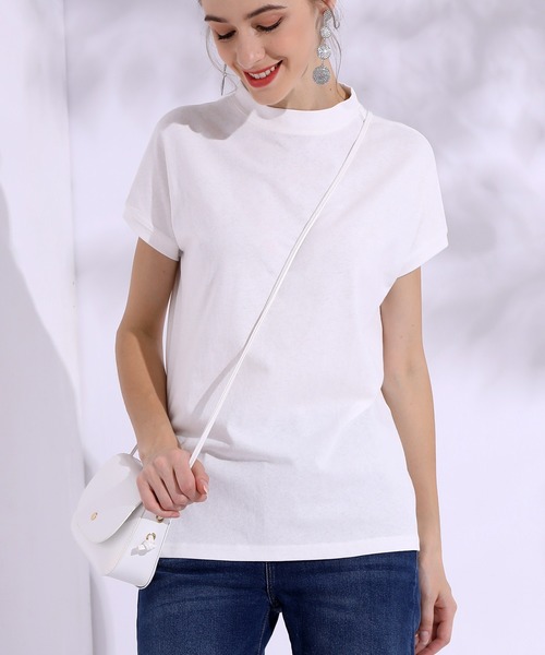 SMILE ORCHID（スマイルオーキッド）の「ハイネックススリット入りコットンTシャツ（Tシャツ/カットソー・レディース・ホワイト/ブラック/ベージュ/ブラウン/イエロー系その他/グリーン系その他・M/L）」の8枚目の写真