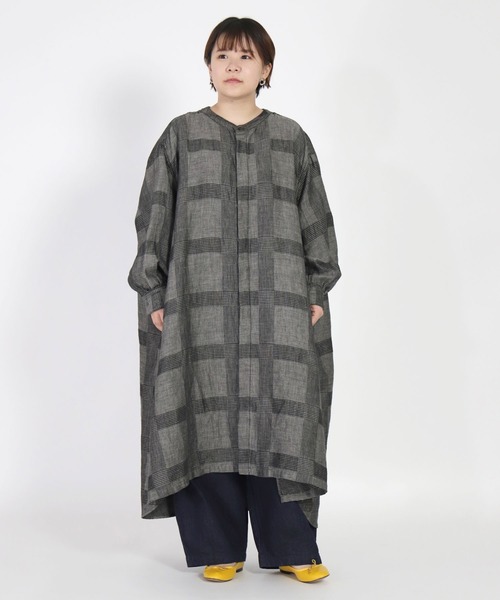 Brocante ブロカント 綿麻グレンチェック ブロカント シャンブルワンピース シャツワンピース Brocante ブロカント のファッション