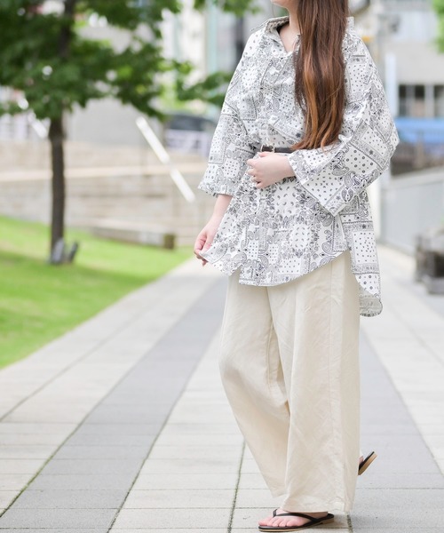 JOHN'S CLOSET(ジョンズクローゼット)の「【i】 ペイズリールーズシャツ半袖(シャツ/ブラウス・メンズ・ベージュ/ホワイト/ブラック・LARGE/MEDIUM)」の5枚目の写真