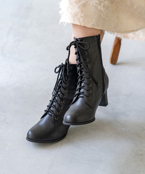セール】レースアップブーツ 筒丈ロングver.（ブーツ）｜menue（メヌエ