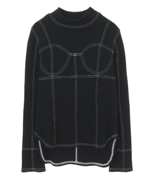 Candy Stripper（キャンディストリッパー）の「BICOLOR STITCH RIB トップス（Tシャツ/カットソー・レディース・ブラック/アイボリー/ブルー・2）」の3枚目の写真