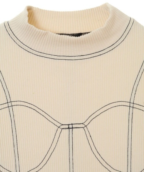 Candy Stripper（キャンディストリッパー）の「BICOLOR STITCH RIB トップス（Tシャツ/カットソー・レディース・ブラック/アイボリー/ブルー・2）」の4枚目の写真