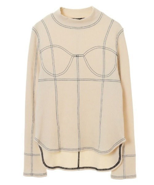 Candy Stripper（キャンディストリッパー）の「BICOLOR STITCH RIB トップス（Tシャツ/カットソー・レディース・ブラック/アイボリー/ブルー・2）」の11枚目の写真