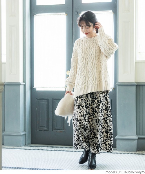 coca（coca）（コカ）の「ウールミックスケーブルニット（ニット/セーター・レディース・ベージュ/アイボリー・ONE SIZE/M/S）」の15枚目の写真