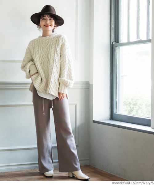 coca（coca）（コカ）の「ウールミックスケーブルニット（ニット/セーター・レディース・ベージュ/アイボリー・ONE SIZE/M/S）」の17枚目の写真