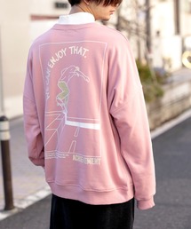 ライト裏毛 POP イラスト プリント ビッグシルエット トレーナー 【ENJOY THAT】
