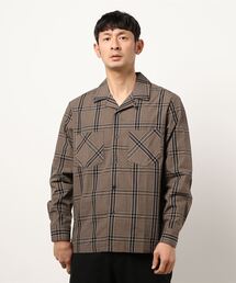先染めチェックオープンシャツ