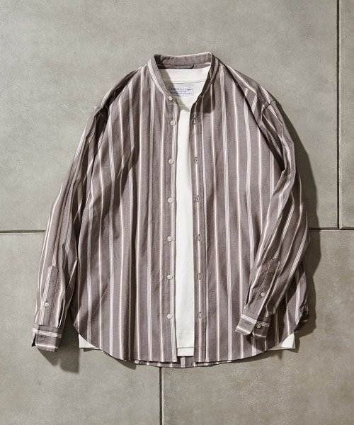 CIAOPANIC TYPY（チャオパニックティピー）の「【Daily Premium/デイリープレミアム】オックスバンドカラーシャツ（シャツ/ブラウス・メンズ・グレー/ブルー/ミント/ブラック/オフホワイト/グリーン・M/L/S/XL）」の3枚目の写真