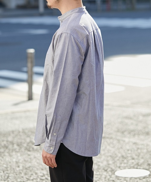 CIAOPANIC TYPY（チャオパニックティピー）の「【Daily Premium/デイリープレミアム】オックスバンドカラーシャツ（シャツ/ブラウス・メンズ・グレー/ブルー/ミント/ブラック/オフホワイト/グリーン・M/L/S/XL）」の8枚目の写真