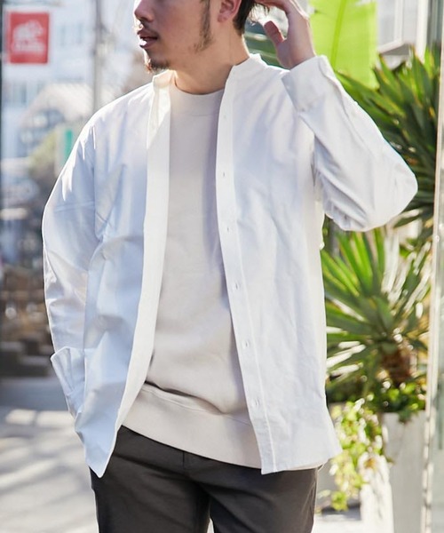 CIAOPANIC TYPY（チャオパニックティピー）の「【Daily Premium/デイリープレミアム】オックスバンドカラーシャツ（シャツ/ブラウス・メンズ・グレー/ブルー/ミント/ブラック/オフホワイト/グリーン・M/L/S/XL）」の12枚目の写真