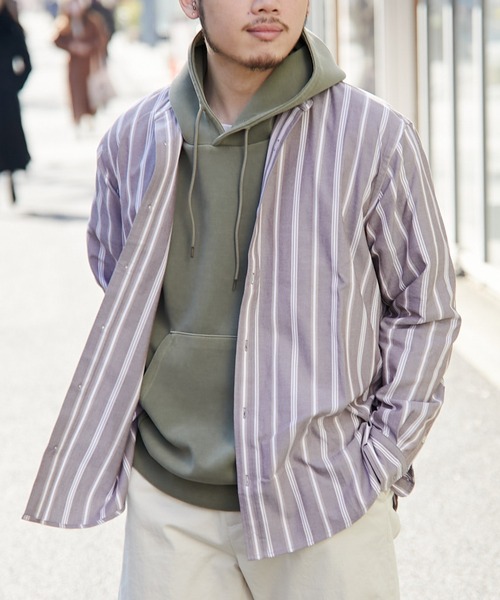 CIAOPANIC TYPY（チャオパニックティピー）の「【Daily Premium/デイリープレミアム】オックスバンドカラーシャツ（シャツ/ブラウス・メンズ・グレー/ブルー/ミント/ブラック/オフホワイト/グリーン・M/L/S/XL）」の9枚目の写真