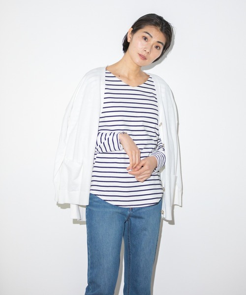 Rewde（ルゥデ）の「ベーシックBIGカーディガン（1R14-03172）（ニット/セーター・レディース・ブルー/キャメル/ホワイト/ネイビー・M）」の8枚目の写真