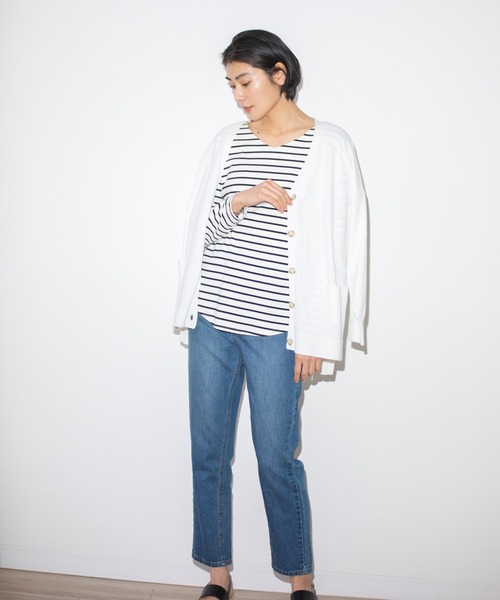 Rewde（ルゥデ）の「ベーシックBIGカーディガン（1R14-03172）（ニット/セーター・レディース・ブルー/キャメル/ホワイト/ネイビー・M）」の5枚目の写真