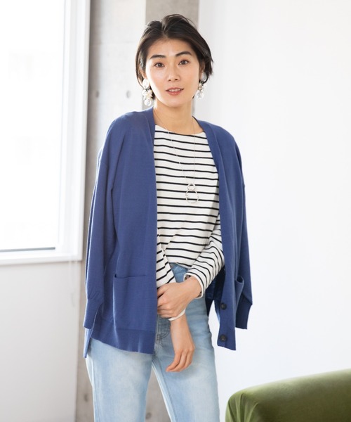 Rewde（ルゥデ）の「ベーシックBIGカーディガン（1R14-03172）（ニット/セーター・レディース・ブルー/キャメル/ホワイト/ネイビー・M）」の14枚目の写真