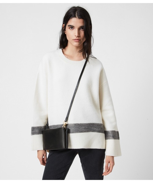 ALLSAINTS（オールセインツ）の「MILA LEATHER DOUBLE POUCH BAG | MILA レザー ダブル ポーチ バッグ（ショルダーバッグ・レディース・ブラック/ホワイト/その他・ONE SIZE）」の3枚目の写真