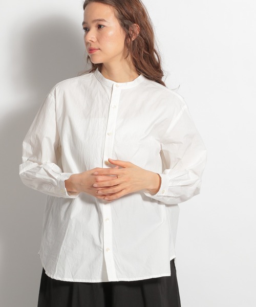 ichi(イチ)の「【ichi(イチ)】ダンプルーフシャツ(シャツ/ブラウス・レディース・ホワイト/ライトグレー・FREE)」の2枚目の写真
