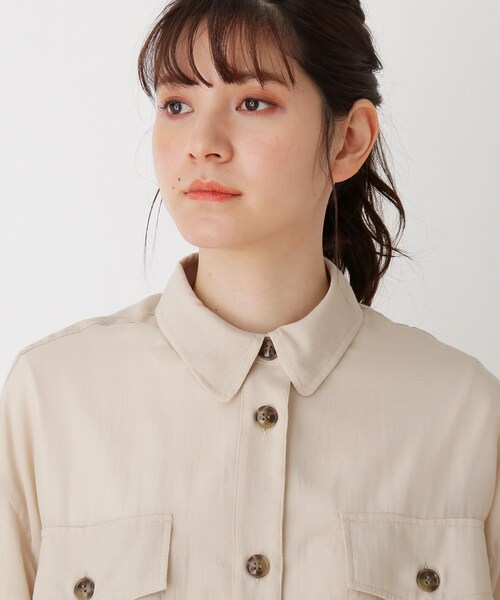 Cutie Blonde（キューティーブロンド）の「◆【S-L】シアー胸ポケットシャツ（シャツ/ブラウス・レディース・オフホワイト/カーキ/ライトベージュ・01/02/03）」の8枚目の写真