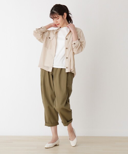 Cutie Blonde（キューティーブロンド）の「◆【S-L】シアー胸ポケットシャツ（シャツ/ブラウス・レディース・オフホワイト/カーキ/ライトベージュ・01/02/03）」の6枚目の写真