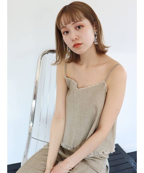 MURUA(ムルーア)の「ラフフリンジSET UP(つなぎ/オールインワン・レディース・ベージュ/ブラウン・1/2)」の4枚目の写真