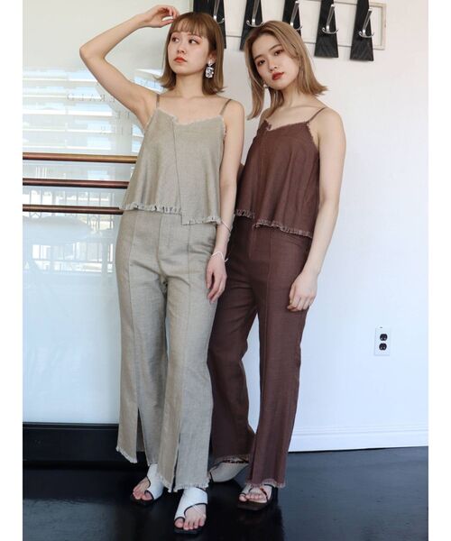 MURUA(ムルーア)の「ラフフリンジSET UP(つなぎ/オールインワン・レディース・ベージュ/ブラウン・1/2)」の19枚目の写真