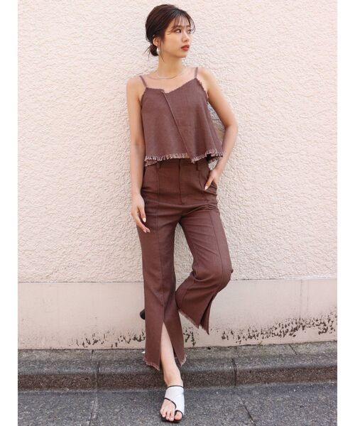 MURUA(ムルーア)の「ラフフリンジSET UP(つなぎ/オールインワン・レディース・ベージュ/ブラウン・1/2)」の5枚目の写真