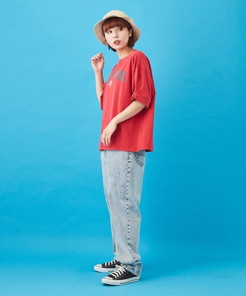 CUBE SUGAR（キューブシュガー）の「OE天竺 パウダー加工 袖タック Tシャツ（Tシャツ/カットソー・レディース・チャコールグレー/ホワイト/レッド・M）」の15枚目の写真