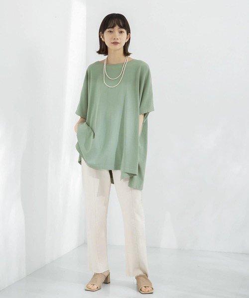 KBF（ケイビーエフ）の「BIG BIG Tシャツ（Tシャツ/カットソー・レディース・グリーン/オフホワイト/ベージュ・ONE）」の21枚目の写真