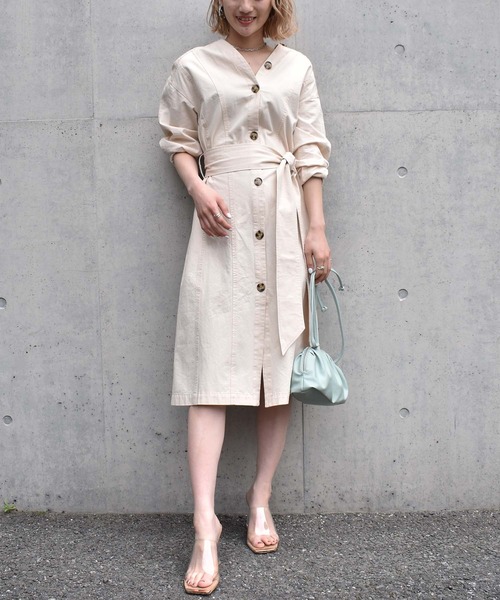 SPIRALGIRL（スパイラルガール）の「フロントボタンワンピース（ワンピース・レディース・ベージュ/オフホワイト/グリーン・FREE）」の17枚目の写真