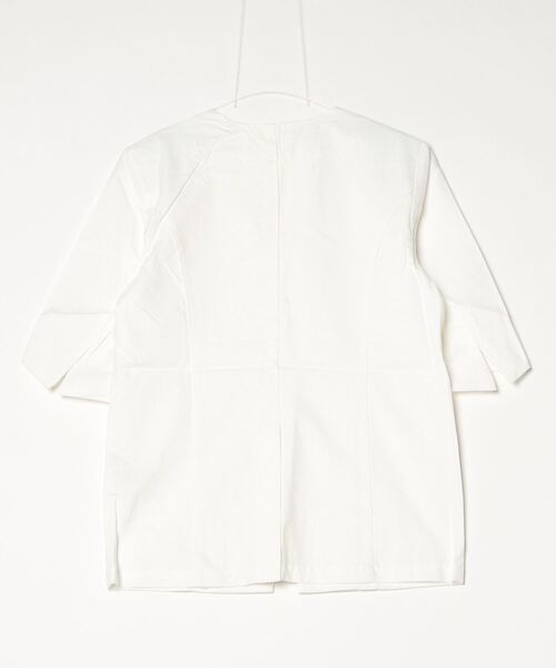 STYLEBLOCK（スタイルブロック）の「リネンタッチノーカラージャケット（ノーカラージャケット・レディース・ミント/ブラック/グレイッシュベージュ/オフホワイト/ライトベージュ・M）」の6枚目の写真