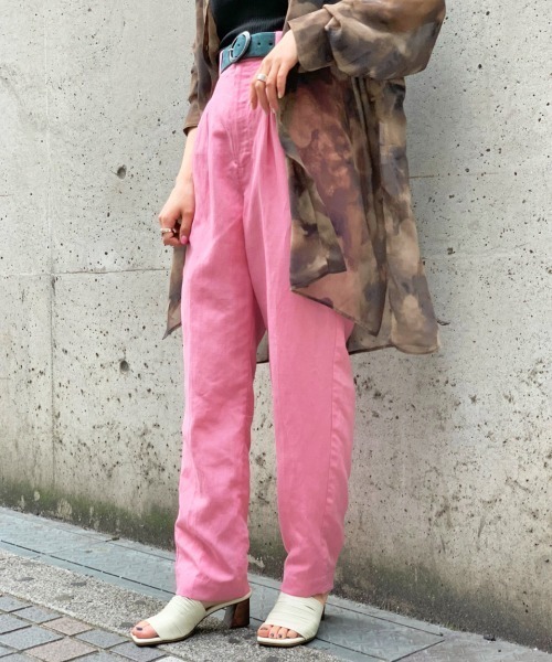 CIAOPANIC（チャオパニック）の「リネンセミワイドカラーパンツ（その他パンツ・レディース・ブラック/ピンク/グリーン/アイボリー・SMALL/MEDIUM）」の4枚目の写真