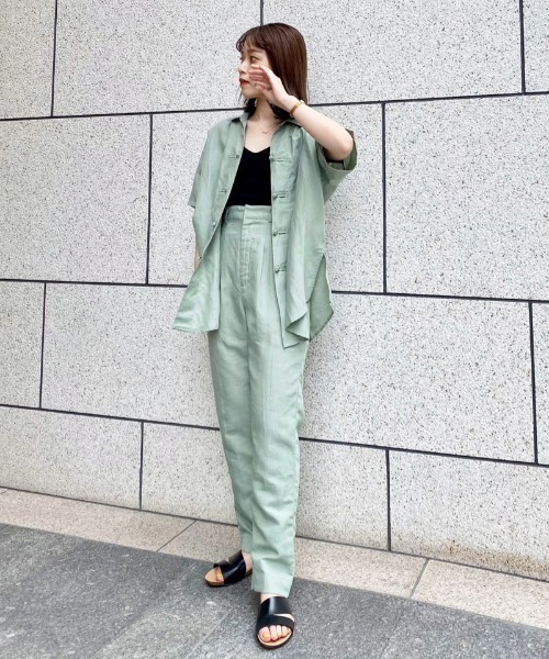 CIAOPANIC（チャオパニック）の「リネンセミワイドカラーパンツ（その他パンツ・レディース・ブラック/ピンク/グリーン/アイボリー・SMALL/MEDIUM）」の3枚目の写真