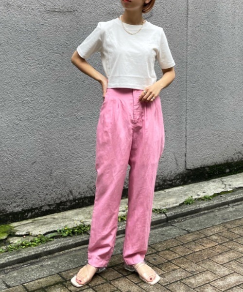 CIAOPANIC（チャオパニック）の「リネンセミワイドカラーパンツ（その他パンツ・レディース・ブラック/ピンク/グリーン/アイボリー・SMALL/MEDIUM）」の14枚目の写真
