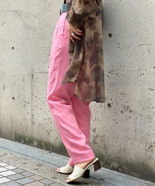 CIAOPANIC（チャオパニック）の「リネンセミワイドカラーパンツ（その他パンツ・レディース・ブラック/ピンク/グリーン/アイボリー・SMALL/MEDIUM）」の10枚目の写真