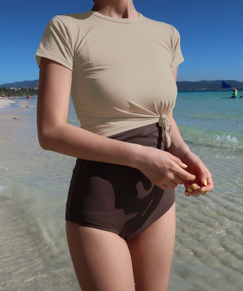 2点セット ショートｔシャツ タンキニ風バイカラーワンピース水着 水着 Me Em Select ミームセレクト のファッション通販 Zozotown