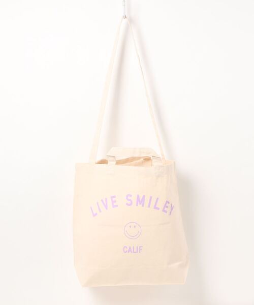 dictionary(ディクショナリー)の「【 LIVE SMILEY / ライブスマイリー 】 LIVE SMILEY SHOULDER 2WAY TOTE BAG(トートバッグ・レディース・オフホワイト/ホワイト×ネイビー/ホワイト×ブラック/ホワイト×ピンク・FREE)」の12枚目の写真