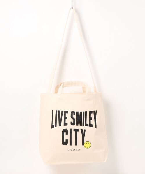 dictionary(ディクショナリー)の「【 LIVE SMILEY / ライブスマイリー 】 LIVE SMILEY SHOULDER 2WAY TOTE BAG(トートバッグ・レディース・オフホワイト/ホワイト×ネイビー/ホワイト×ブラック/ホワイト×ピンク・FREE)」の11枚目の写真