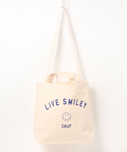 dictionary(ディクショナリー)の「【 LIVE SMILEY / ライブスマイリー 】 LIVE SMILEY SHOULDER 2WAY TOTE BAG(トートバッグ・レディース・オフホワイト/ホワイト×ネイビー/ホワイト×ブラック/ホワイト×ピンク・FREE)」の10枚目の写真