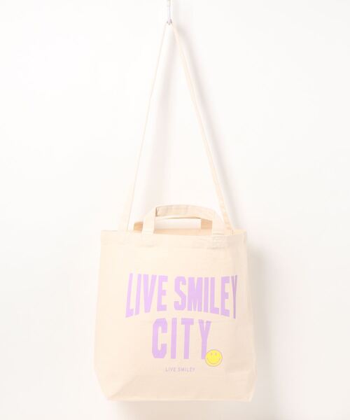 dictionary(ディクショナリー)の「【 LIVE SMILEY / ライブスマイリー 】 LIVE SMILEY SHOULDER 2WAY TOTE BAG(トートバッグ・レディース・オフホワイト/ホワイト×ネイビー/ホワイト×ブラック/ホワイト×ピンク・FREE)」の9枚目の写真