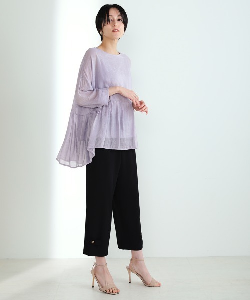 Bou Jeloud（ブージュルード）の「シアーギャザーフレアブラウス（シャツ/ブラウス・レディース・ベージュ/グレー/オフホワイト/サックスブルー・FREE）」の21枚目の写真