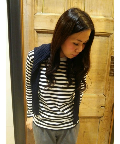 CIAOPANIC TYPY(チャオパニックティピー)の「ボーダーロングスリーブプルオーバー(Tシャツ/カットソー・レディース・ホワイト/ブラック/ネイビー・FREE)」の1枚目の写真