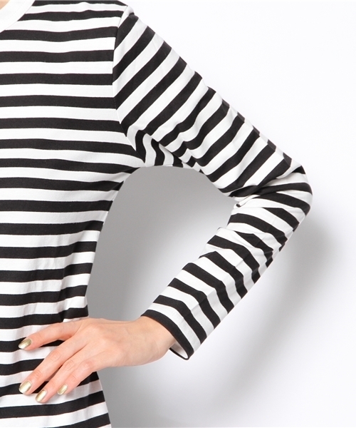 CIAOPANIC TYPY(チャオパニックティピー)の「ボーダーロングスリーブプルオーバー(Tシャツ/カットソー・レディース・ホワイト/ブラック/ネイビー・FREE)」の8枚目の写真