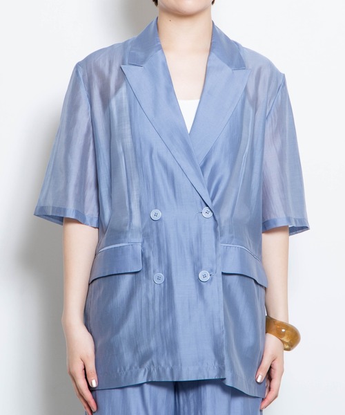 WEGO（ウィゴー）の「WEGO/シアーダブルテーラードジャケット（テーラードジャケット・レディース・ブラック/ブルー・FREE）」の4枚目の写真